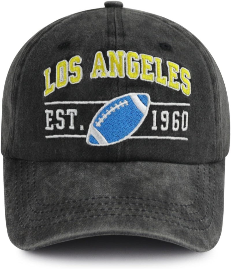 Terojnkl Embroidered City Football Hat for Men Women, Adjustable Unisex Cotton Fans Baseball Cap - Image 1